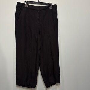 Talbots black linen wide leg cropped pants Size 8